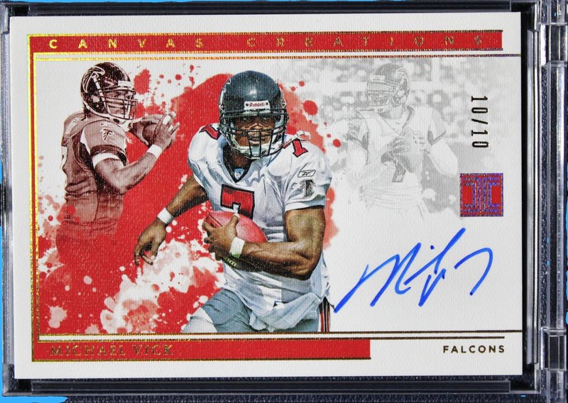 2020 Panini Impeccable Football Canvas Creations Michael Vick Auto Gold /10